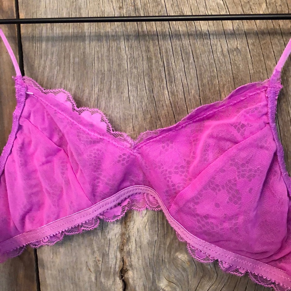 Anemone Allover Lace Mesh Lightly Lined Bra in Pink / Purple Size Small/Medium - Picture 8 of 10